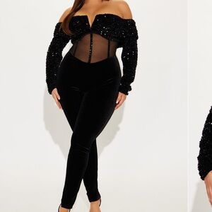 Sequin/Velvet Jumpsuit